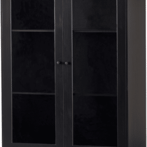 Vitrineskab WOOOD Xam H155ÃB100ÃD40 cm, sort fyrretræ, mat finish, FSC-certificeret